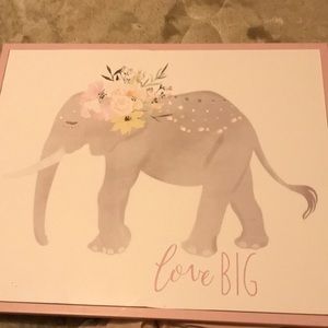 Elephant canvas picture with love big in pink!